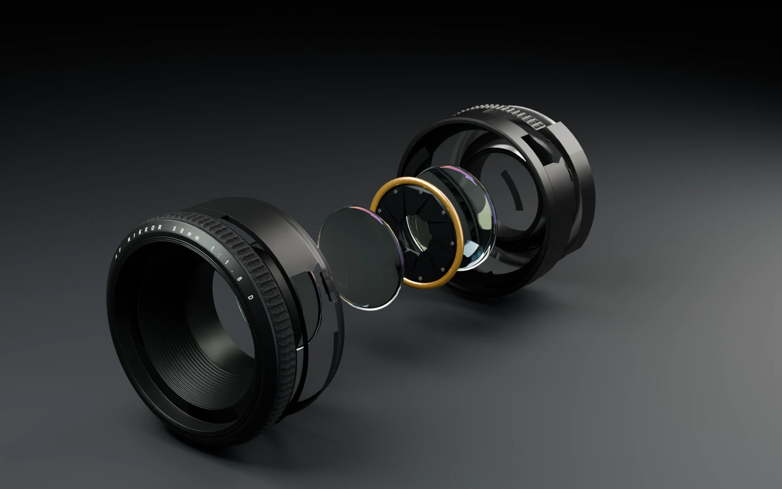 Optical glass and precision rings inside a camera lens